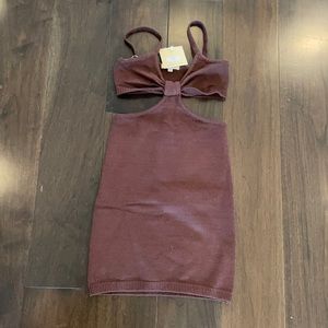 VRG GRL Hit Refresh Knit Mini Dress in chocolate